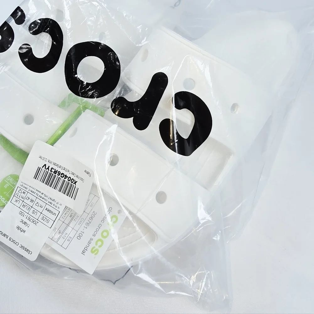 Crocs | Mens Size 12 Classic Two Strap Slide Sandals In True White